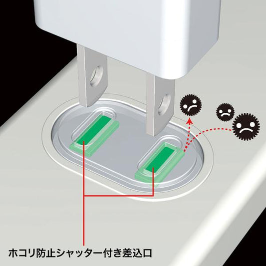 電源タップ 火災予防安全タップ SANWA SUPPLY TAP-TSH45N 2P 4個口 5m PSE ネームタグ