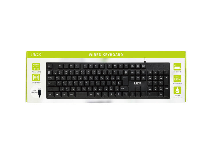 Lazos 有線キーボード ブラック 109キー テンキー付き L-KB
