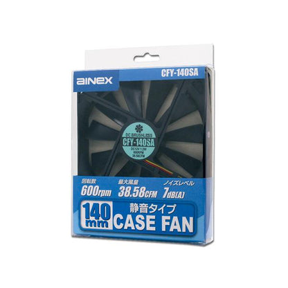 PCケースファン 140mm AINEX CFY-140SA 静音タイプ 600rpm 回転検出パルスセンサー付