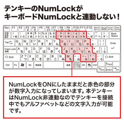 静音ワイヤレステンキー SANWA SUPPLY NT-WL23BK ブラック ワイヤレスタイプ Tabキー00キー搭載
