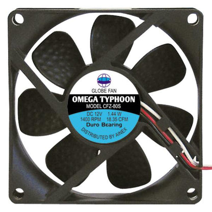 PCケース用ファン OMEGA TYPHOON 80mm AINEX CFZ-80SB 日本製ベアリング 特殊羽根形状