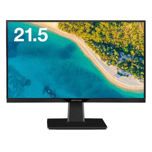 ディスプレイ Type-C搭載 PD対応 21.5型フルHD対応 GREEN HOUSE GH-LCW22P-BK ブルーライトカット機能付き VESA規格対応