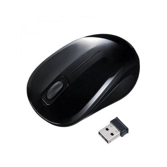 静音ワイヤレスブルーLEDマウス SANWA SUPPLY MA-WBSK315BK 小型 電離式ワイヤレス 3ボタン搭載 Win Mac対応 抗菌