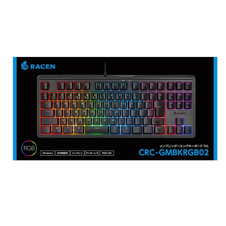 RACEN メンブレンゲーミングキーボードTKL ブラック CENTURY CRC-GMBKRGB02 キーボード ゲーミング 有線