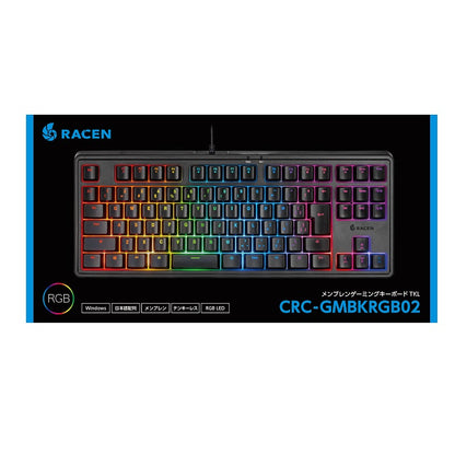 RACEN メンブレンゲーミングキーボードTKL ブラック CENTURY CRC-GMBKRGB02 キーボード ゲーミング 有線