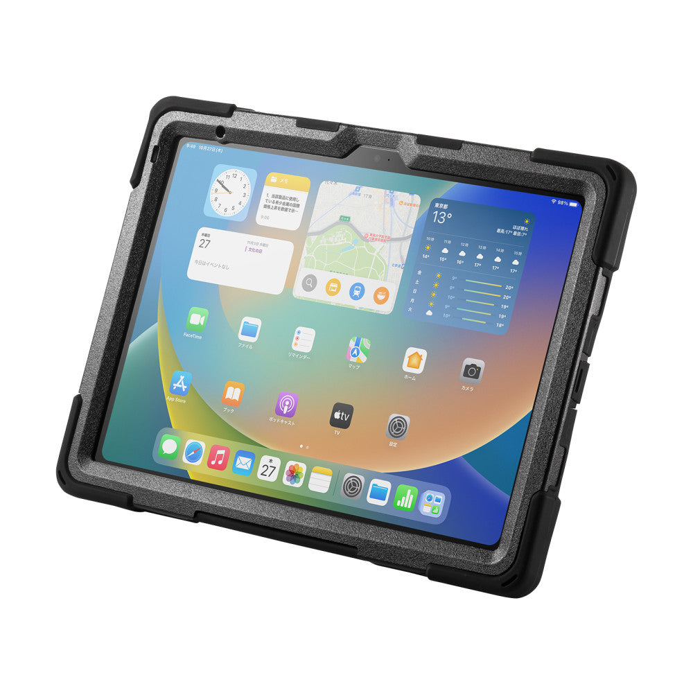iPad10.9インチ用耐衝撃ケース SANWA SUPPLY PDA-IPAD1917BK iPad11世代/ハンドル付き