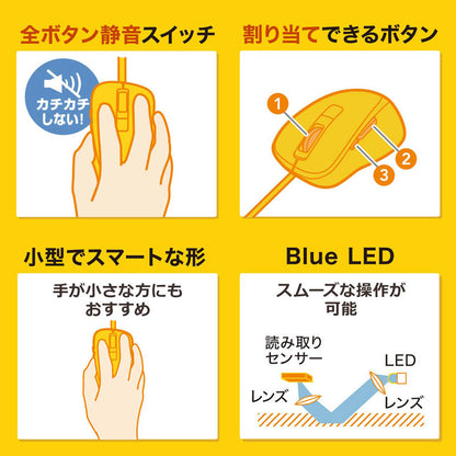 静音有線ブルーLEDマウス  5ボタン SANWA SUPPLY サンワサプライ MA-BL156BL ブルー