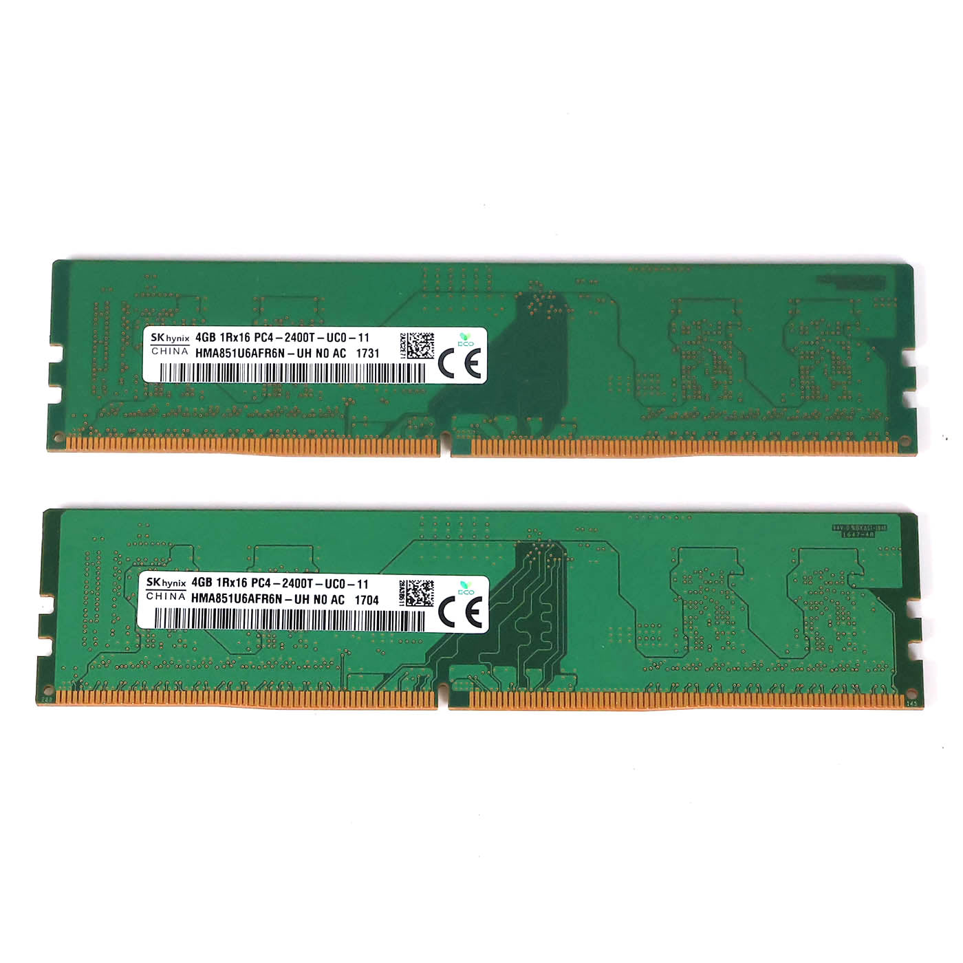 中古 DDR4 4GBメモリx2 HMA851U6AFR6N-UH SKhynix PC4-2400T