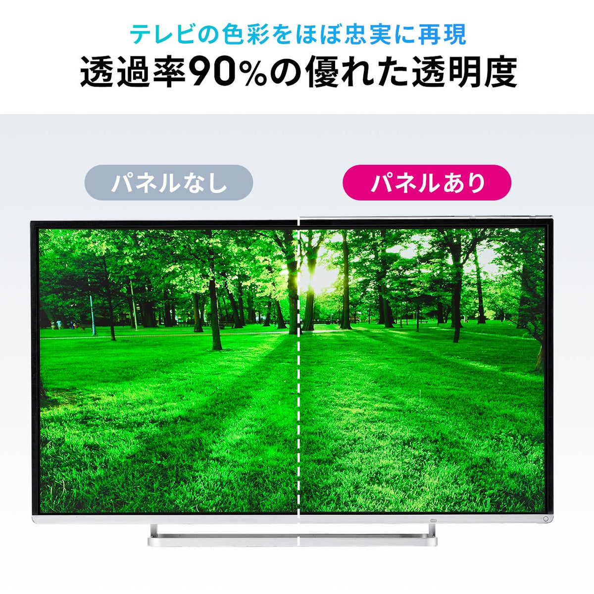 テレビ保護パネル テレビフィルター 65インチ キズ防止 厚み3mm 透過率90% 落下防止ベルト付き 光沢