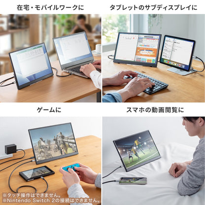 14インチ モバイルモニター DP-09 SANWA SUPPLY USB Type-C デュアルディスプレイ化