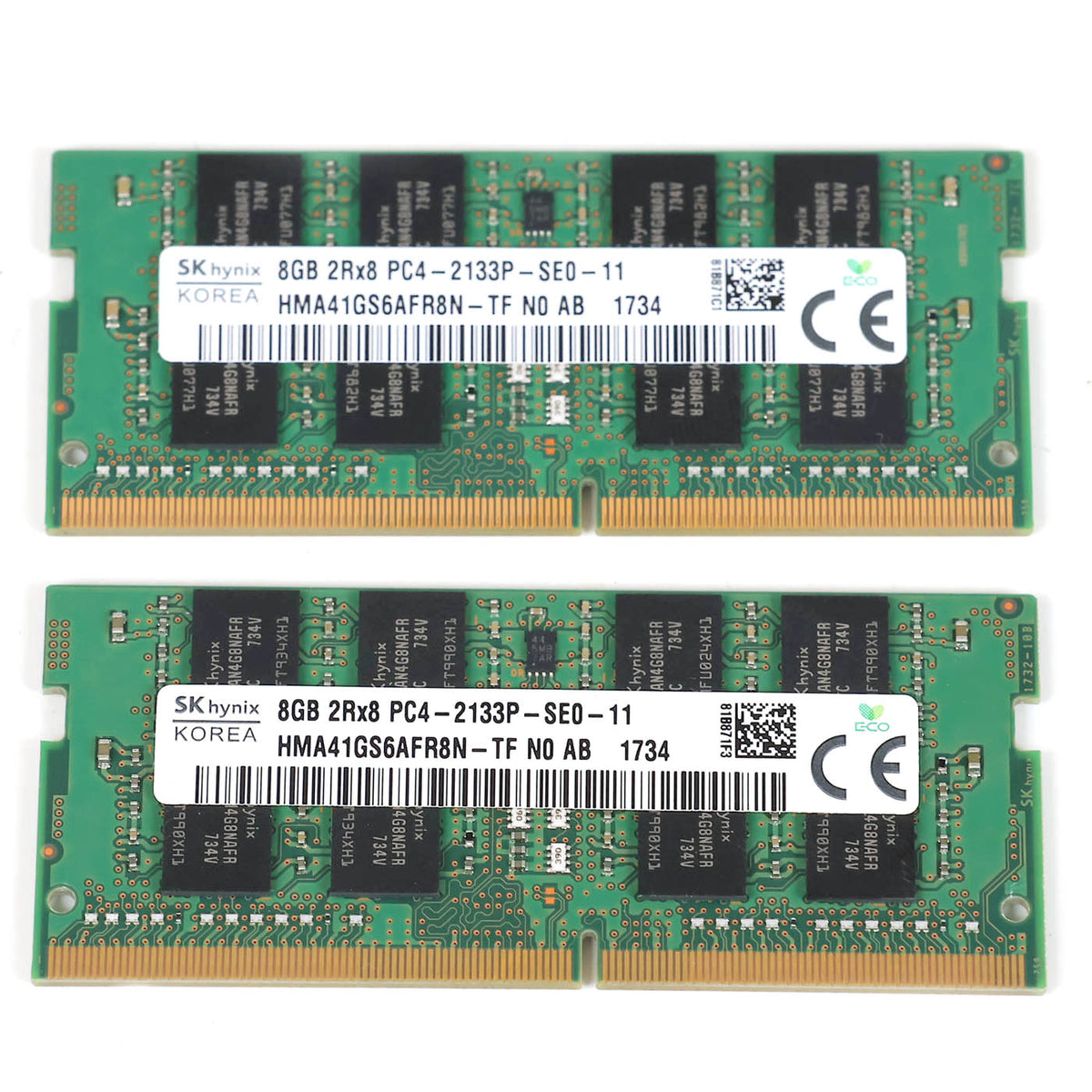 中古 PC用メモリx2 8GB DDR4-2133 SK hynix HMA41GS6AFR8N-TF