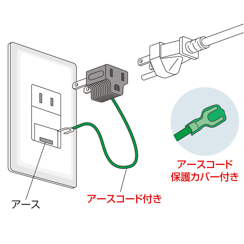 3P 2P変換アダプタ TAP-AD1BKN アース付き SANWA SUPPLY 1個口 ブラック
