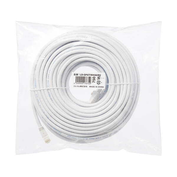 LANケーブル CAT6A対応 30m ヨリ線 ホワイト ELECOM LD-GPAT/WH30/RS