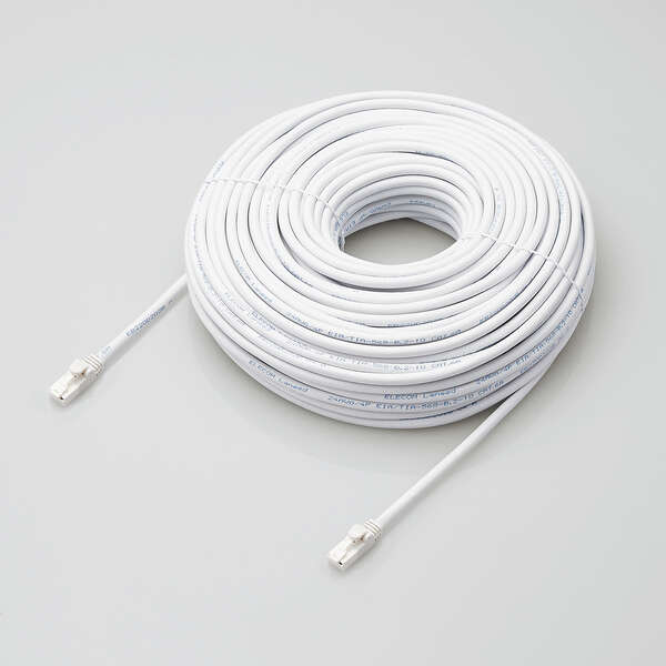 LANケーブル CAT6A対応 50m ヨリ線 ホワイト LD-GPAT/WH50/RS ELECOM