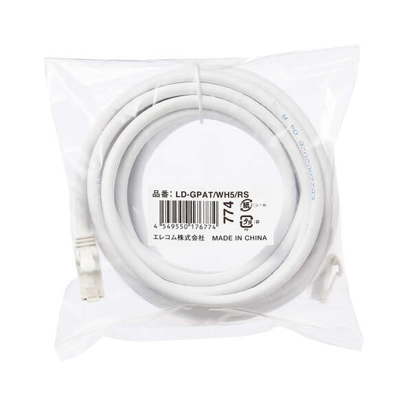 LANケーブル CAT6A対応 5m ヨリ線 ホワイト LD-GPAT/WH5/RS ELECOM