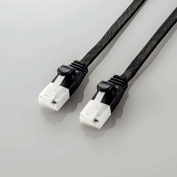 LANケーブル CAT6A 爪折れ防止 フラット 5m ブラック LD-GFAT/BK50 ELECOM