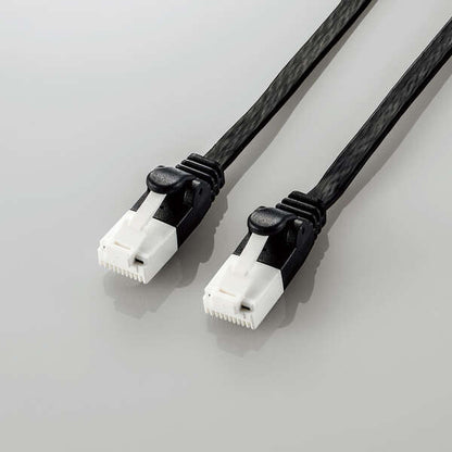 LANケーブル CAT6A 爪折れ防止 フラット 5m ブラック LD-GFAT/BK50 ELECOM