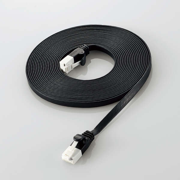 LANケーブル CAT6A 爪折れ防止 フラット 5m ブラック LD-GFAT/BK50 ELECOM