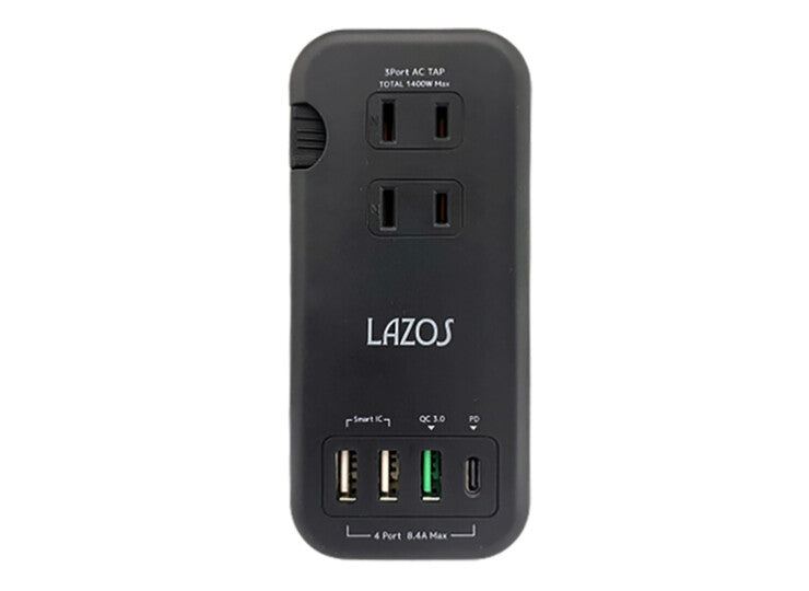 Lazos マルチ電源タップ ブラック L-PSAC-B Quick Charge 3.0 急速充電Power Delivery