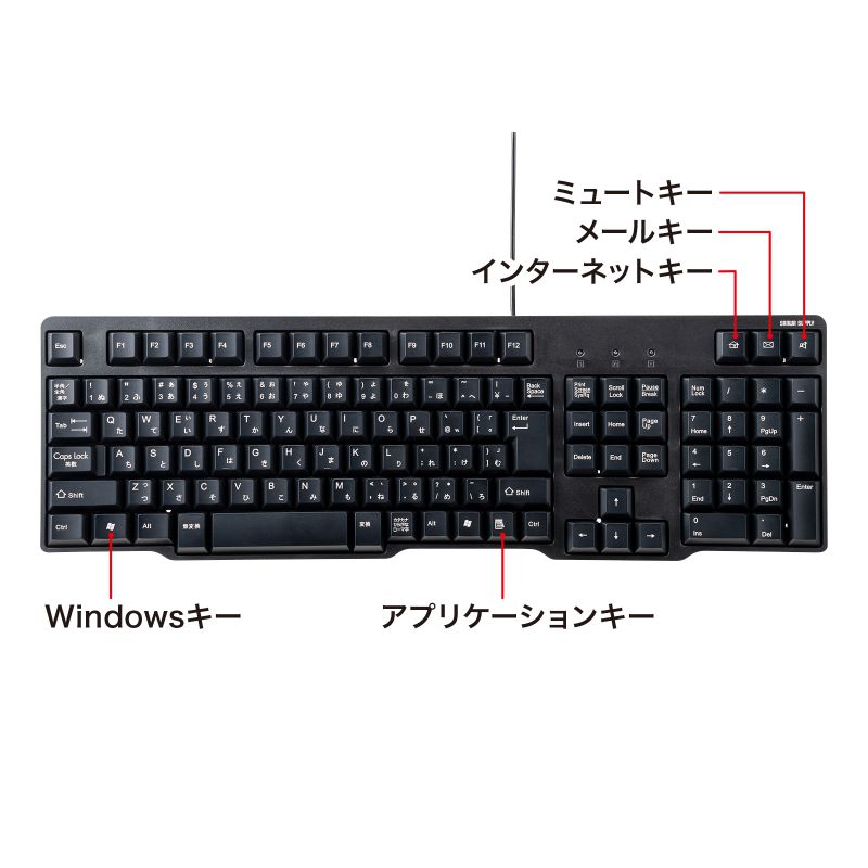 USBキーボード ブラック  テンキー付き SKB-L1UBKN SANWA SUPPLY メンブレン Windows