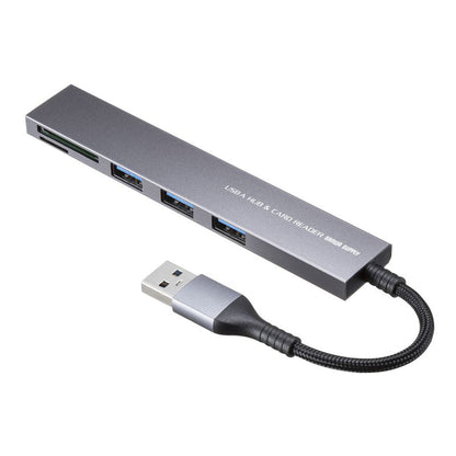 USB 5Gbps 3ポート スリム ハブ カードリーダー付き USB A接続 SANWA SUPPLY
