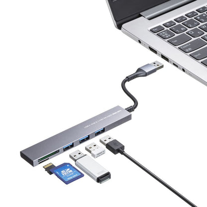 USB 5Gbps 3ポート スリム ハブ カードリーダー付き USB A接続 SANWA SUPPLY