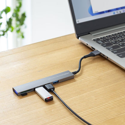 USB 5Gbps 3ポート スリム ハブ カードリーダー付き USB A接続 SANWA SUPPLY
