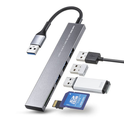 USB 5Gbps 3ポート スリム ハブ カードリーダー付き USB A接続 SANWA SUPPLY
