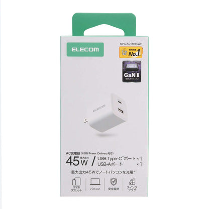 USB Power Delivery 45W AC充電器 ホワイト MPA-AC11045WH ELECOM