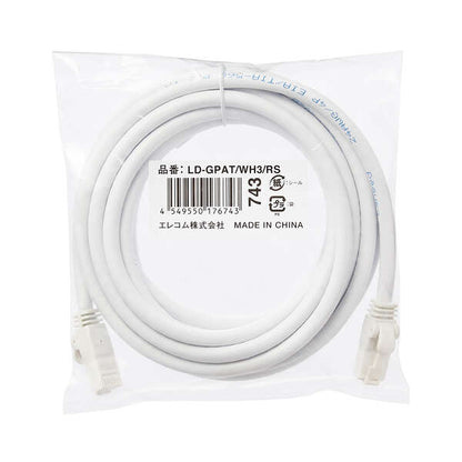 LANケーブル CAT6A対応 3m ヨリ線 ホワイト LD-GPAT/WH3/RS ELECOM