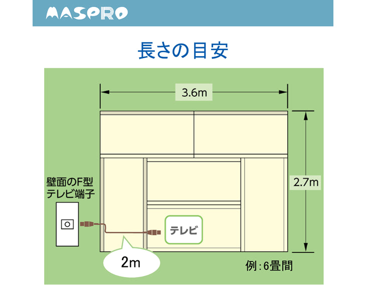 TV接続ケーブル2m（両端ストレート型プラグ付） JSS2W-PN マスプロ