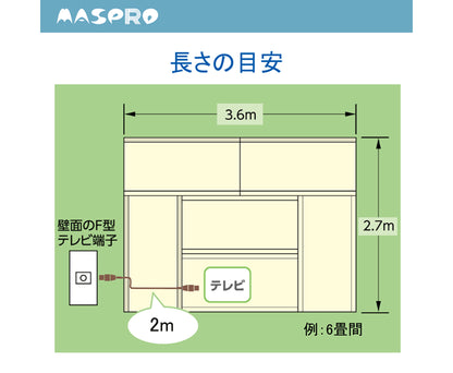 TV接続ケーブル2m（両端ストレート型プラグ付） JSS2W-PN マスプロ