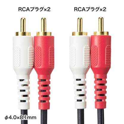RCAピンプラグ オーディオケーブル KM-A4-18K2 1.8m SANWA SUPPLY