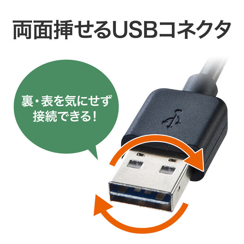 両面挿せるUSBケーブル(A-Aタイプ) 2m