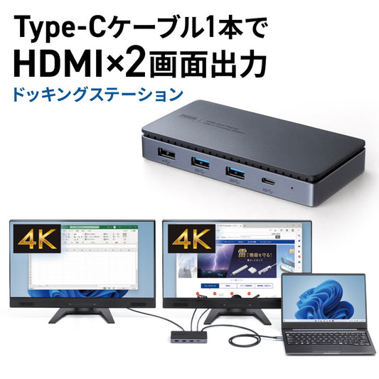 USB Type-Cドッキングステーション USB-CVDK15N HDMI LAN SANWA SUPPLY