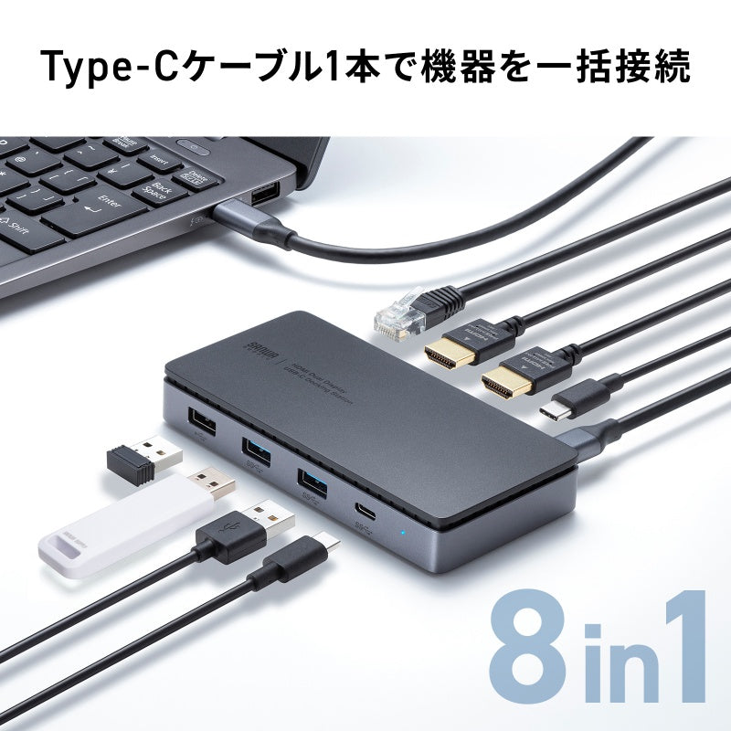 USB Type-Cドッキングステーション USB-CVDK15N HDMI LAN SANWA SUPPLY