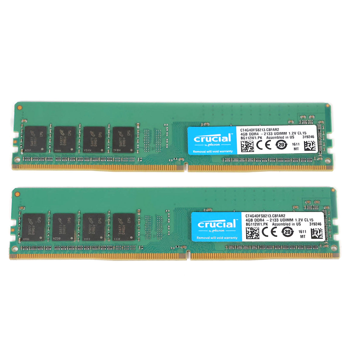 中古 DDR4 4GBメモリx2 Crucial CT4G4DFS8213 DDR4-2133